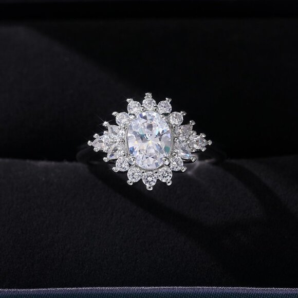 🌸Bling Beautiful CZ Dainty Wedding/Engagement Flower Ring for Woman, K908 - Picture 4 of 10